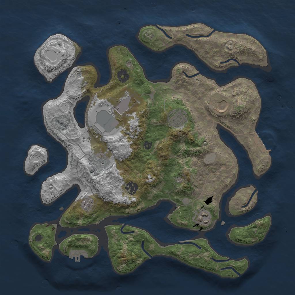 Rust Map: Procedural Map, Size: 3500, Seed: 757327952, 15 Monuments