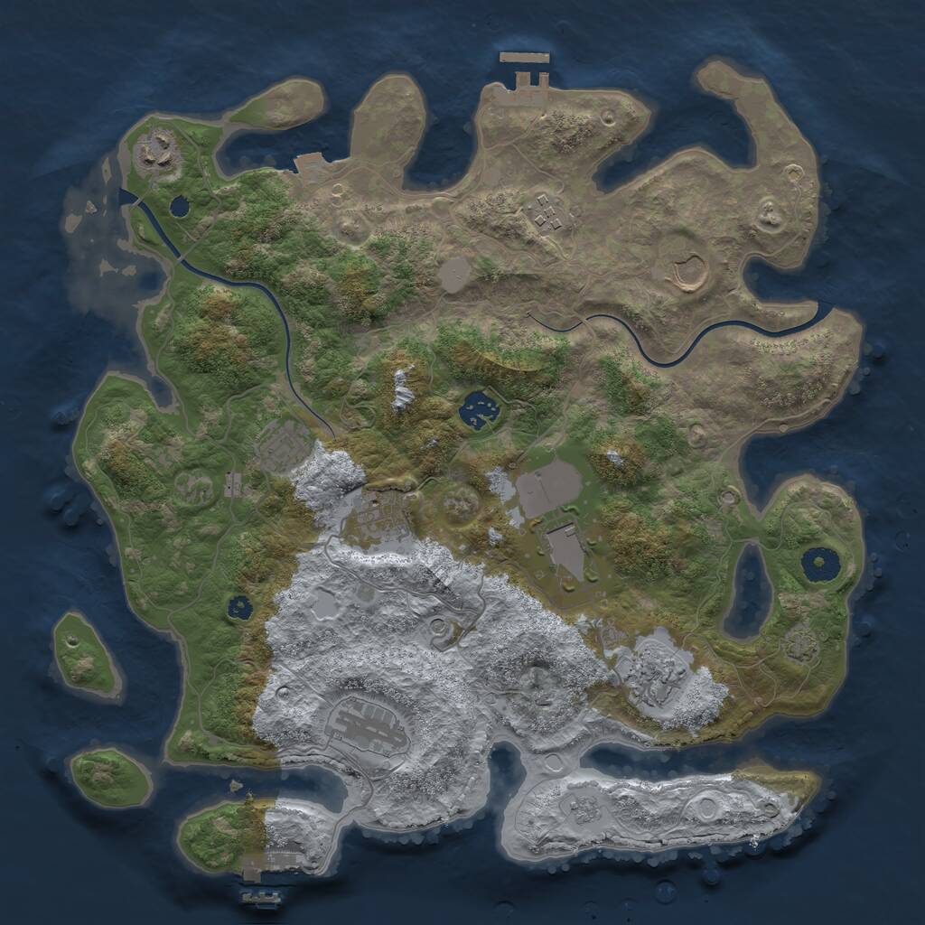 Rust Map: Procedural Map, Size: 3750, Seed: 1294355799, 15 Monuments