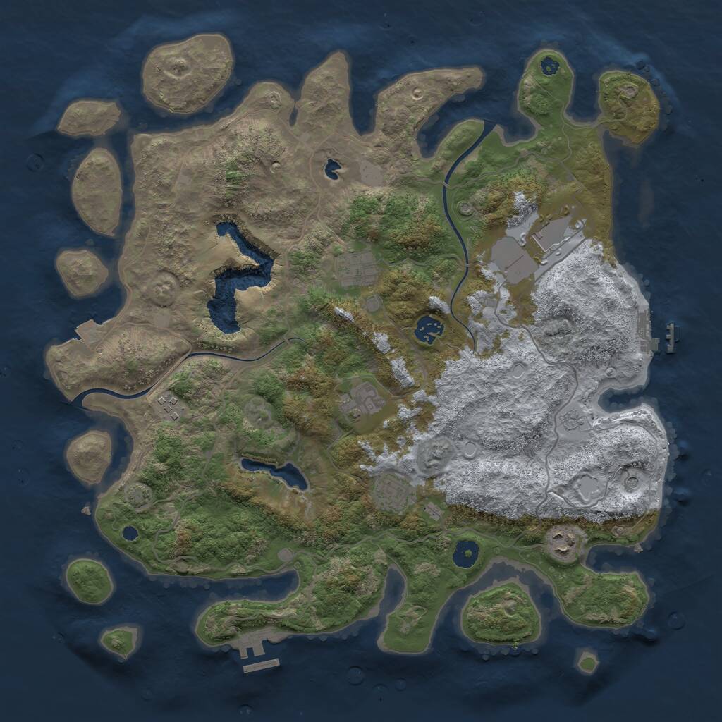 Rust Map: Procedural Map, Size: 4000, Seed: 123328, 13 Monuments