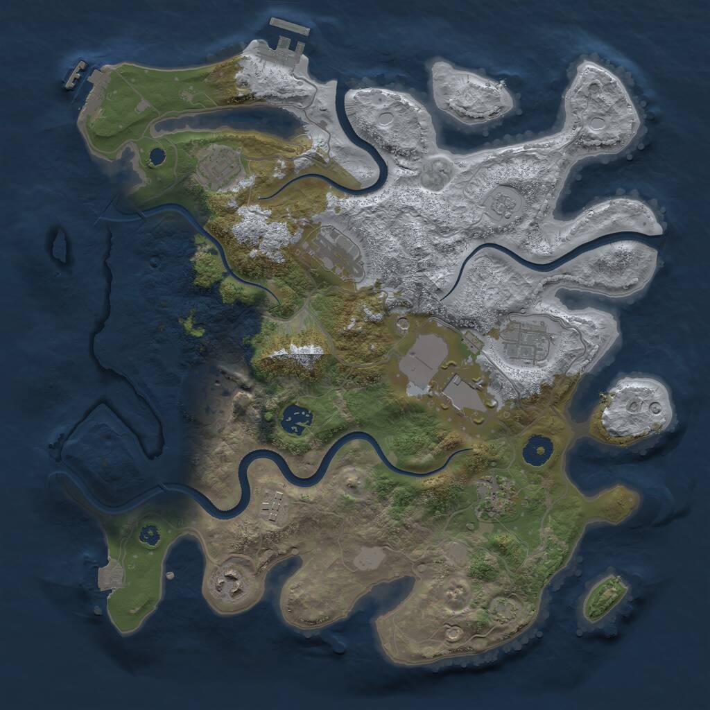 Rust Map: Procedural Map, Size: 3550, Seed: 492989, 15 Monuments