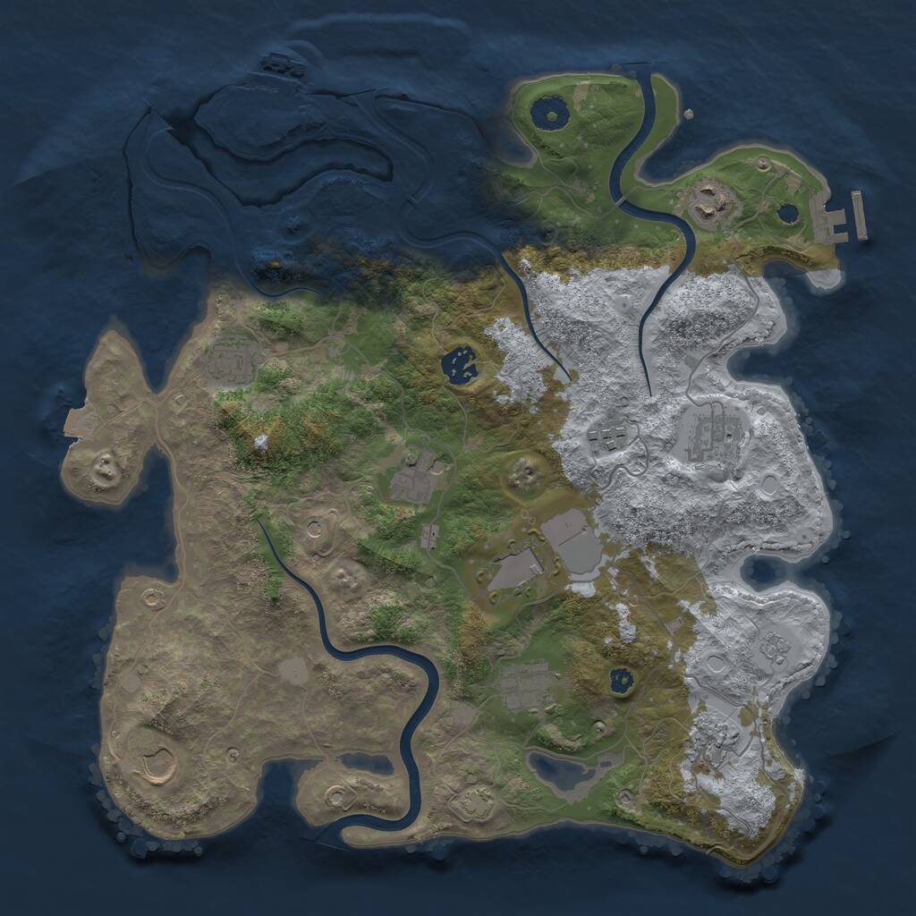 Rust Map: Procedural Map, Size: 3750, Seed: 574576728, 16 Monuments