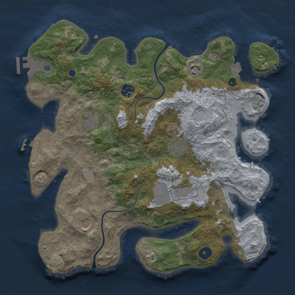 Rust Map: Procedural Map, Size: 3550, Seed: 779493, 13 Monuments