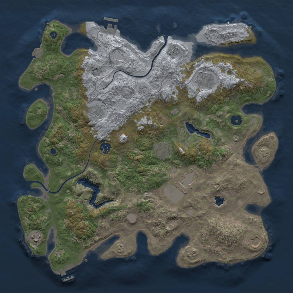 Rust Map: Procedural Map, Size: 4000, Seed: 564655, 14 Monuments