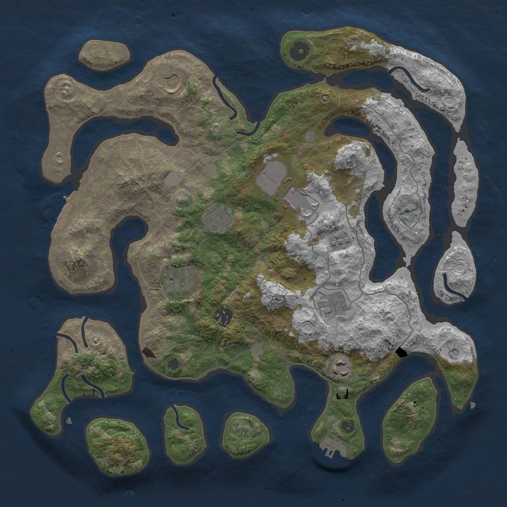 Rust Map: Procedural Map, Size: 4000, Seed: 954352, 16 Monuments