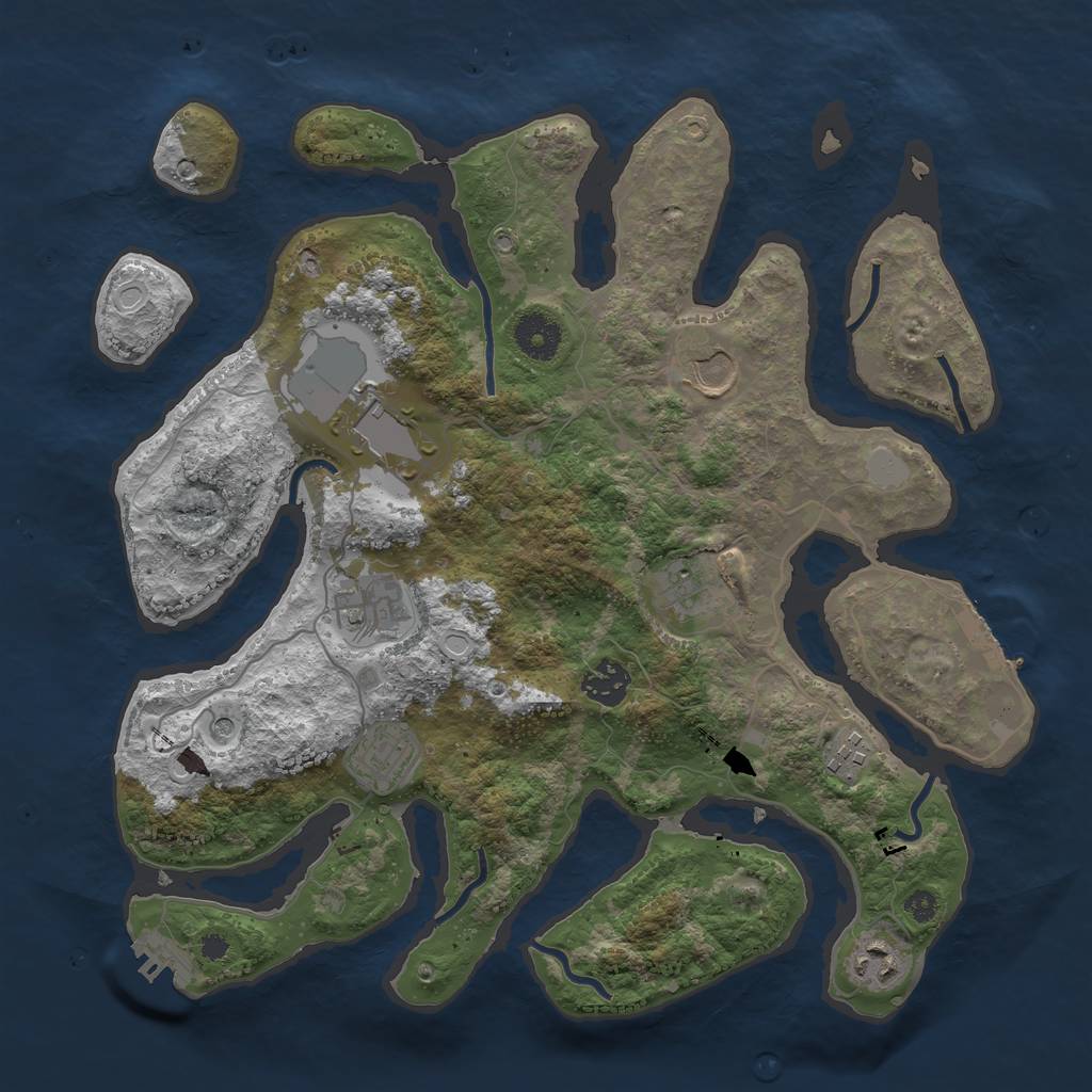 Rust Map: Procedural Map, Size: 3550, Seed: 761319, 16 Monuments