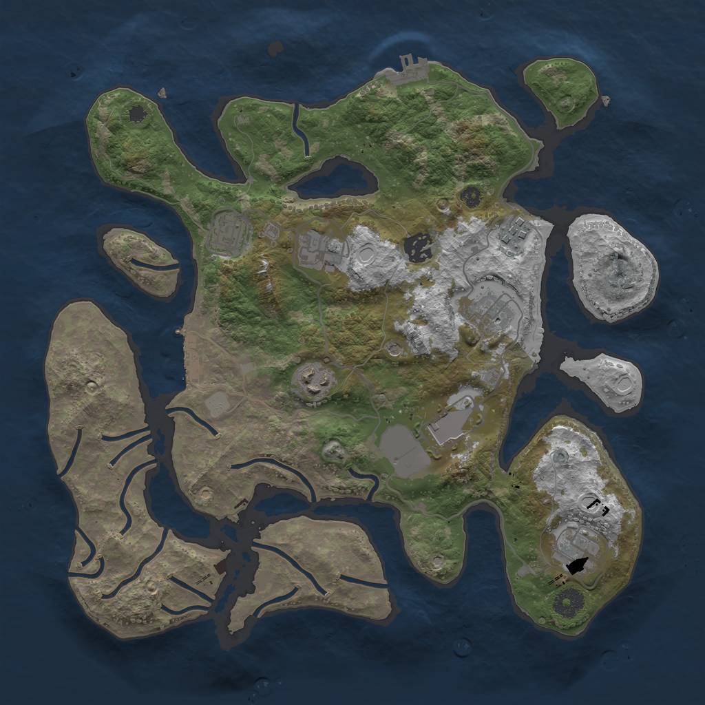 Rust Map: Procedural Map, Size: 3550, Seed: 303436, 16 Monuments
