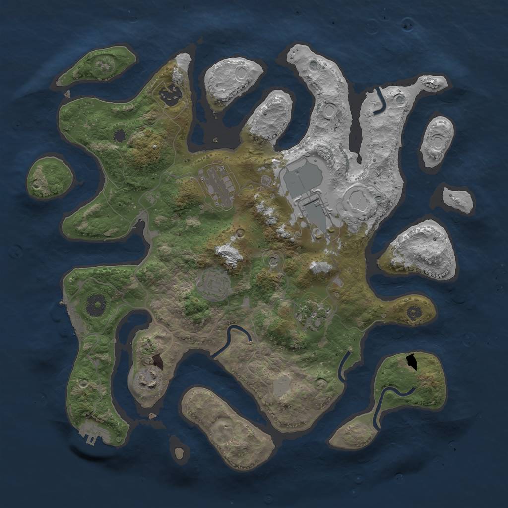 Rust Map: Procedural Map, Size: 3550, Seed: 718540, 14 Monuments