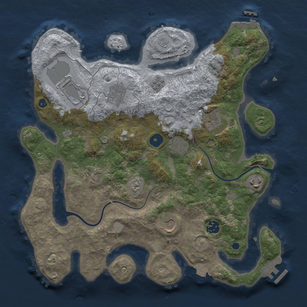 Rust Map: Procedural Map, Size: 3550, Seed: 799034, 15 Monuments