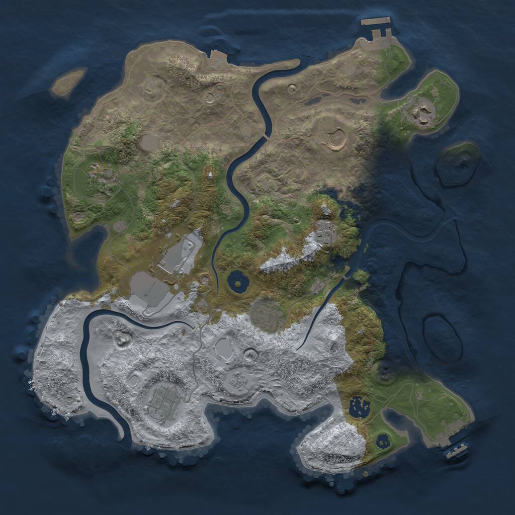 Rust Map: Procedural Map, Size: 3550, Seed: 804658, 14 Monuments