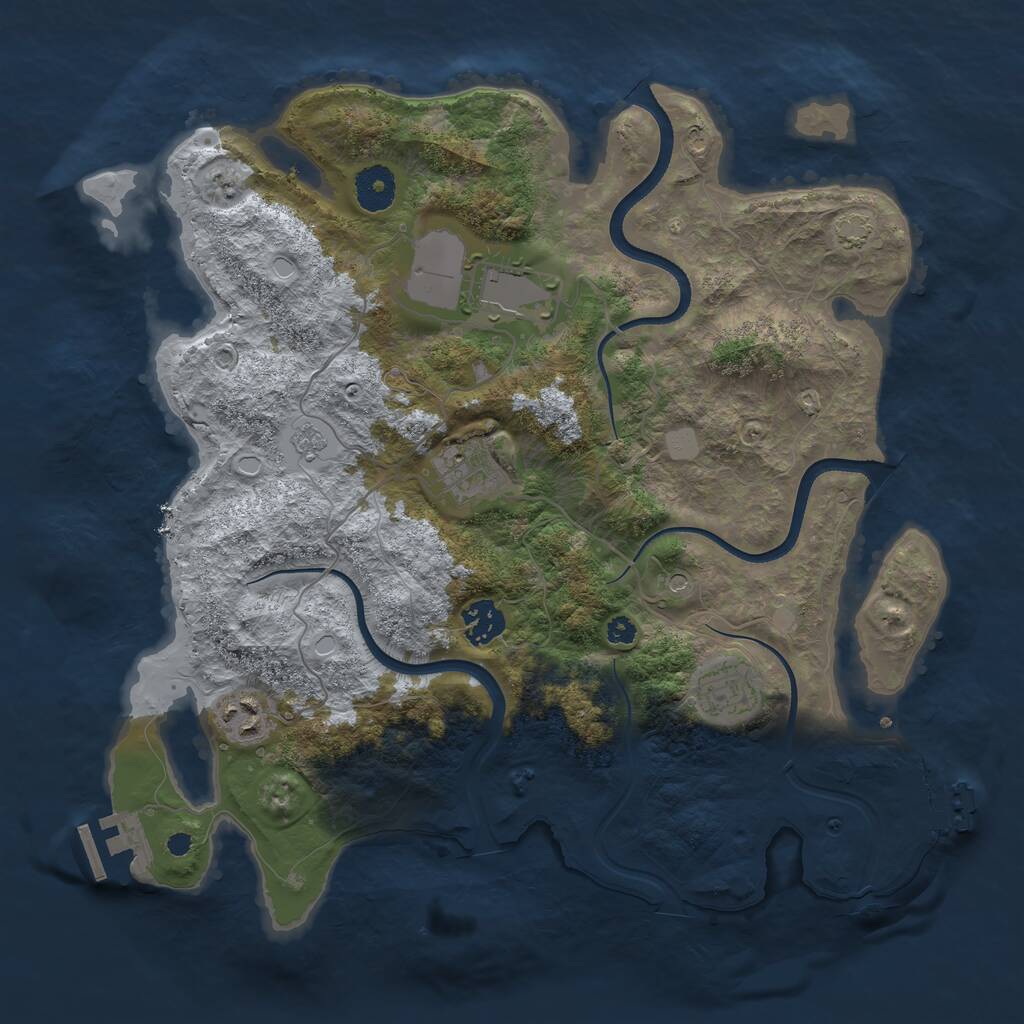 Rust Map: Procedural Map, Size: 3550, Seed: 303383, 11 Monuments