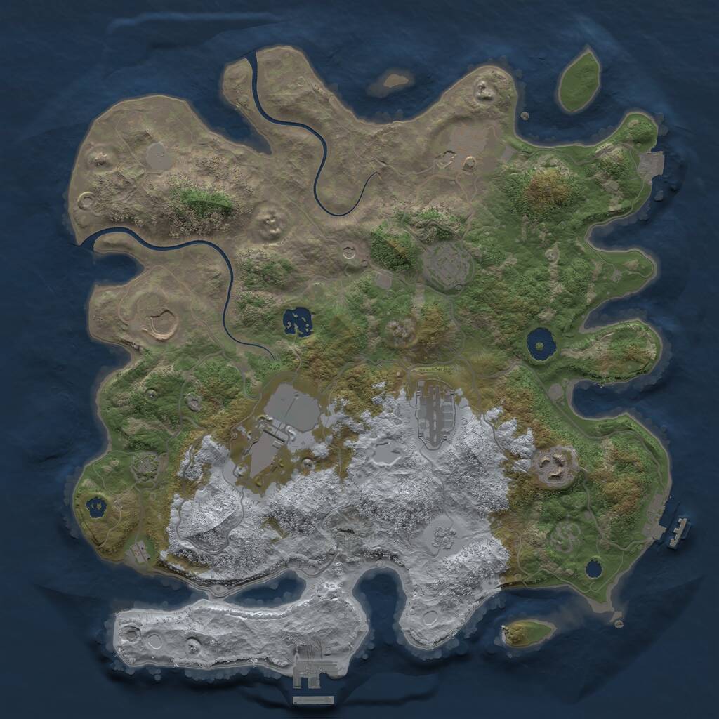 Rust Map: Procedural Map, Size: 3550, Seed: 197966, 13 Monuments