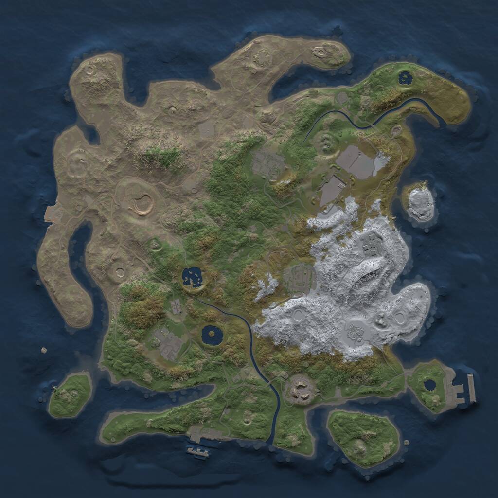 Rust Map: Procedural Map, Size: 3550, Seed: 80627, 14 Monuments