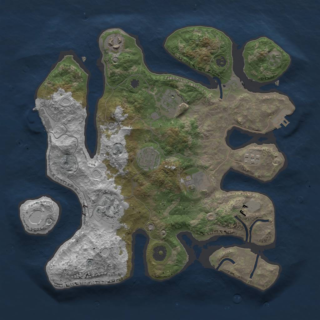 Rust Map: Procedural Map, Size: 3200, Seed: 455512, 14 Monuments