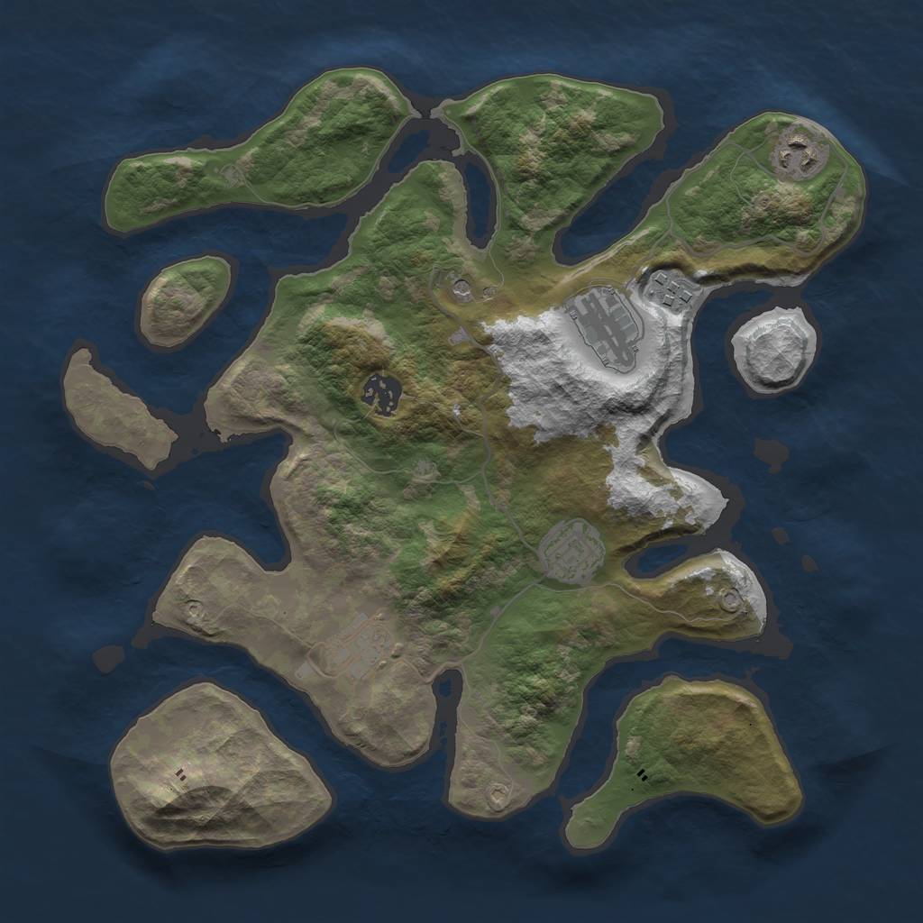 Rust Map: Barren, Size: 3400, Seed: 53467, 9 Monuments