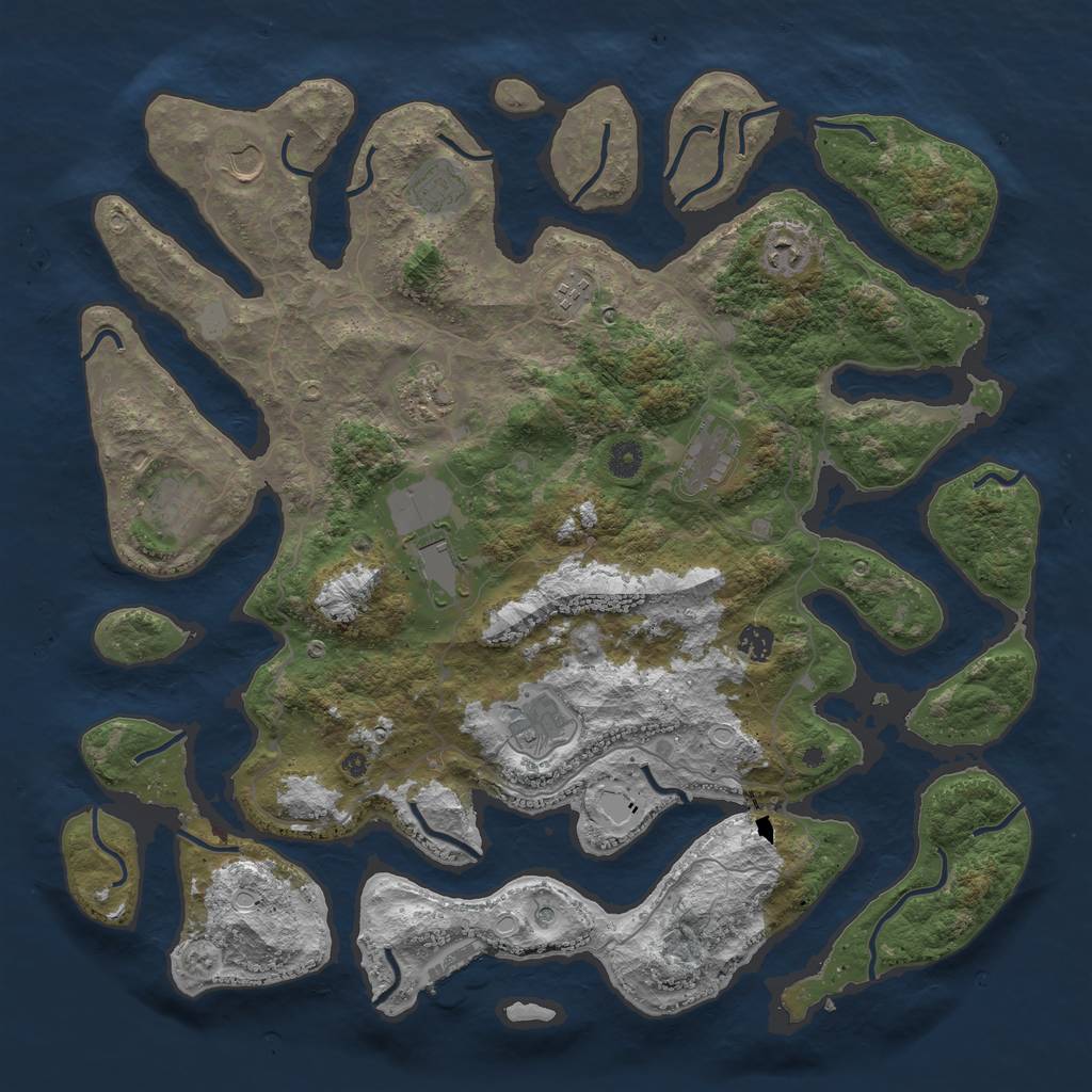 Rust Map: Procedural Map, Size: 4500, Seed: 789467246, 17 Monuments