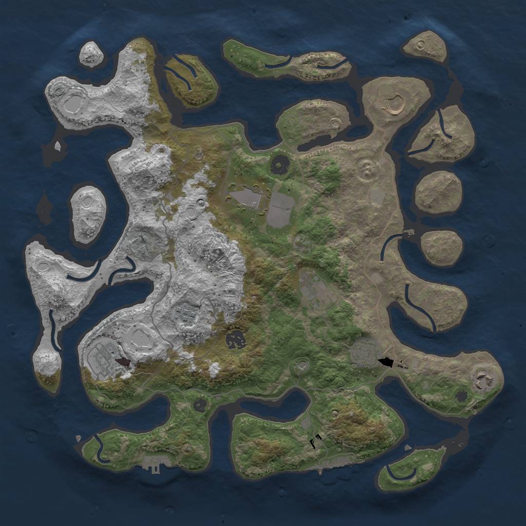 Rust Map: Procedural Map, Size: 4000, Seed: 360305, 16 Monuments