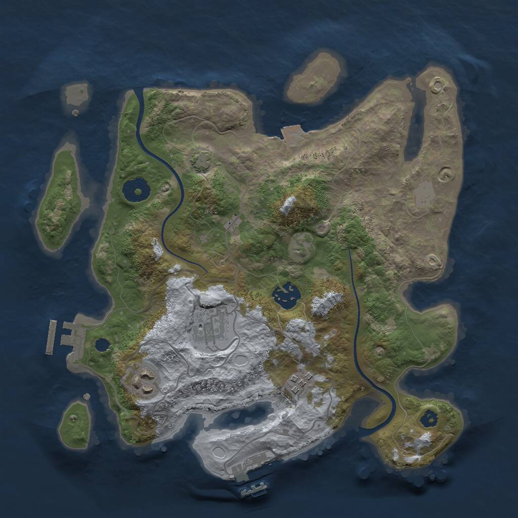 Rust Map: Procedural Map, Size: 3000, Seed: 2432466, 8 Monuments