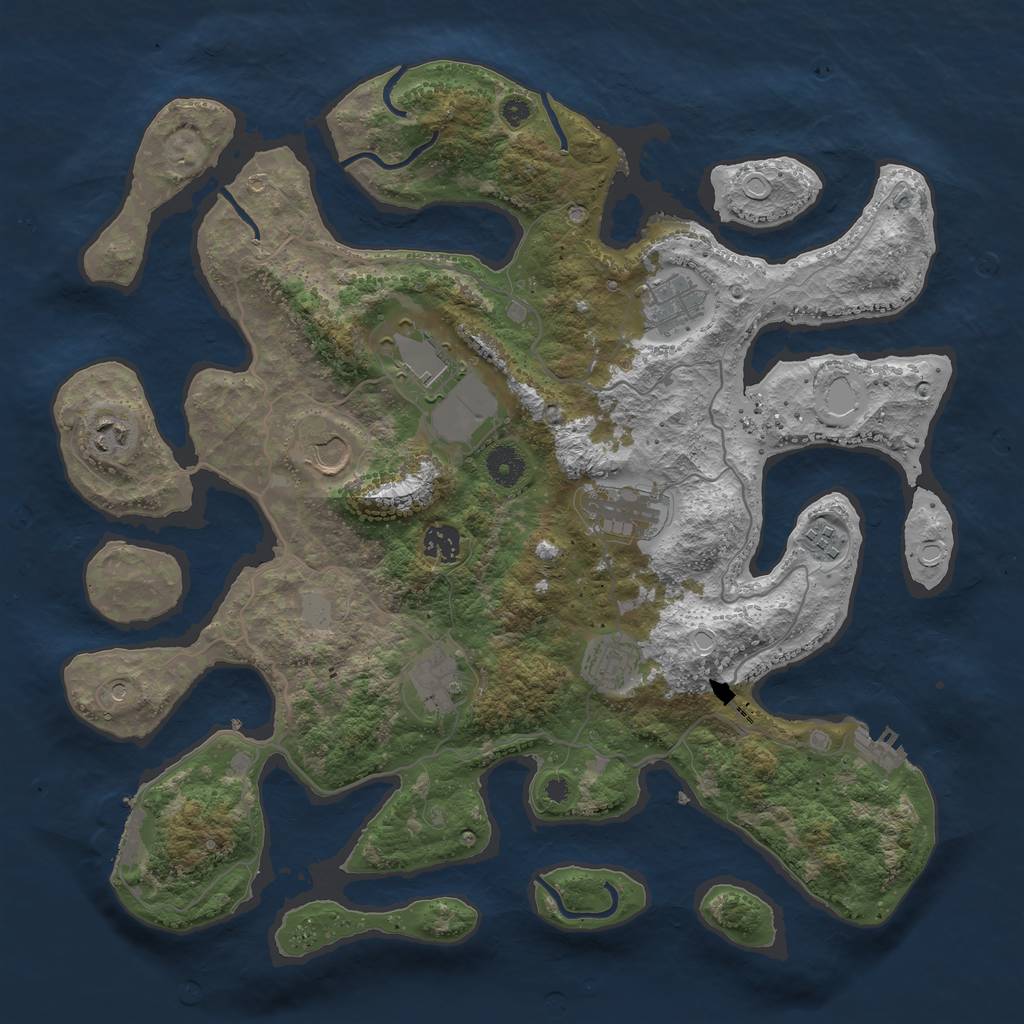 Rust Map: Procedural Map, Size: 4000, Seed: 214349, 17 Monuments
