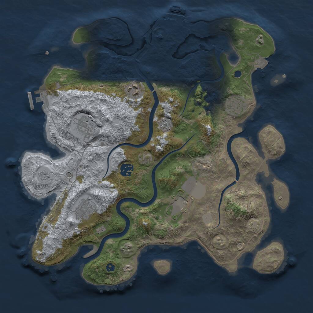 Rust Map: Procedural Map, Size: 3550, Seed: 643189, 13 Monuments