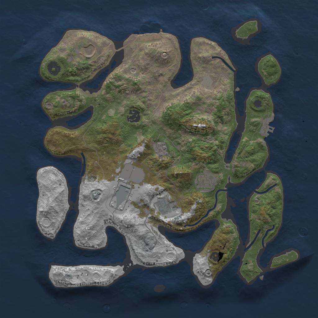 Rust Map: Procedural Map, Size: 3550, Seed: 561566, 14 Monuments