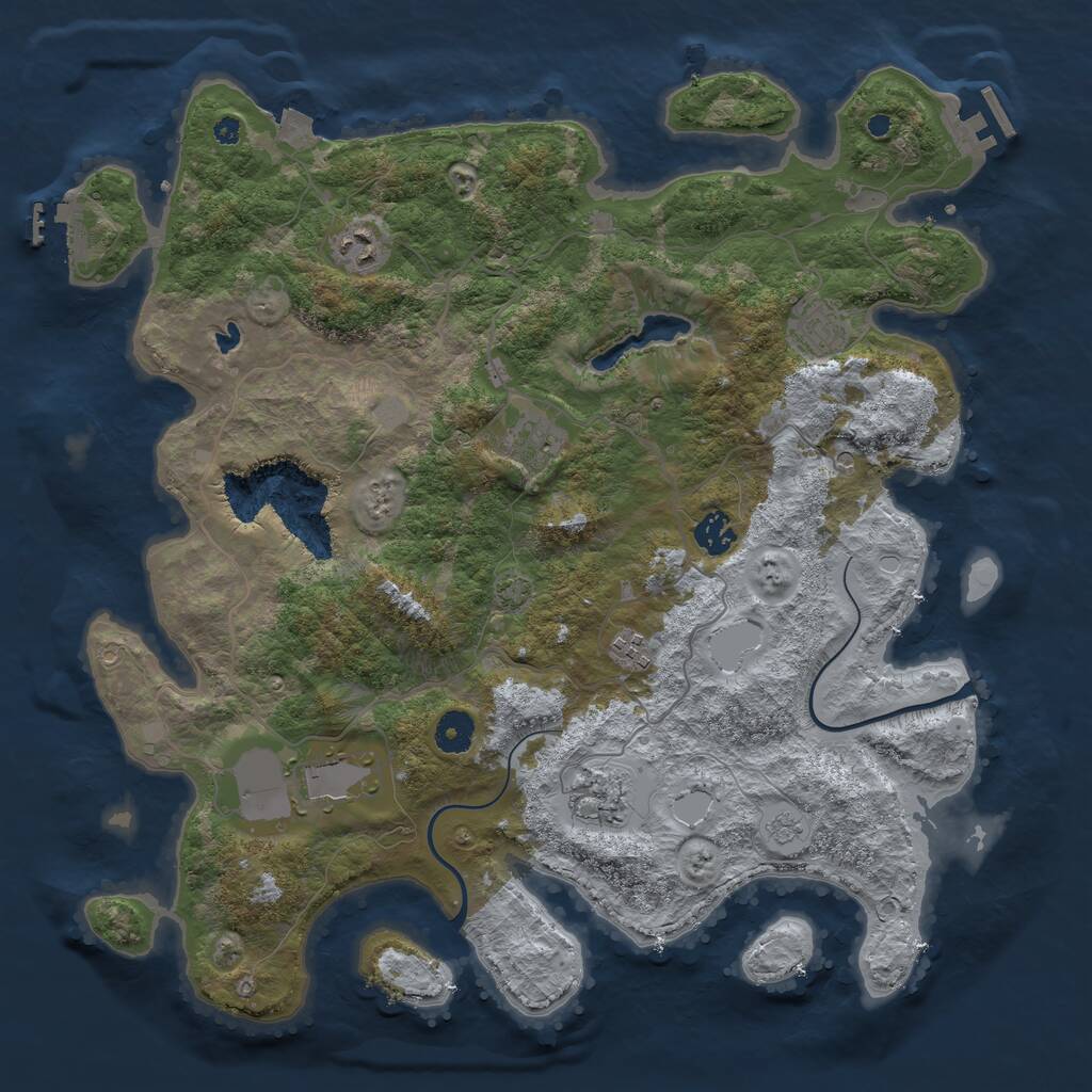 Rust Map: Procedural Map, Size: 4000, Seed: 575170, 13 Monuments