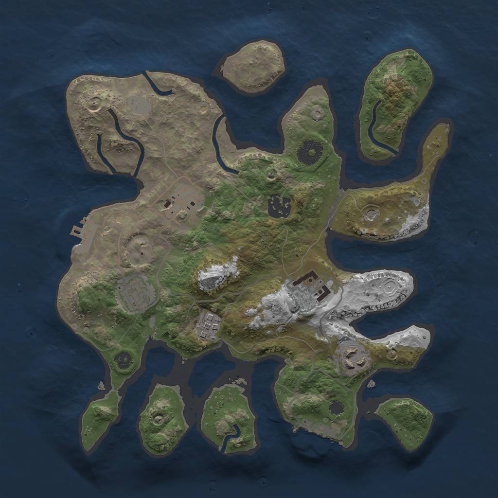 Rust Map: Procedural Map, Size: 3000, Seed: 93239, 14 Monuments