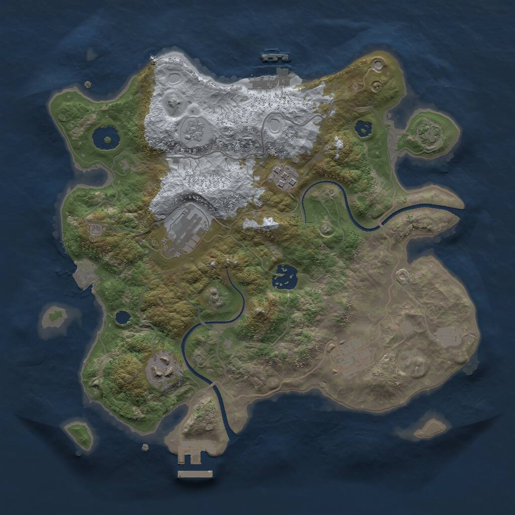 Rust Map: Procedural Map, Size: 3000, Seed: 1928599777, 10 Monuments