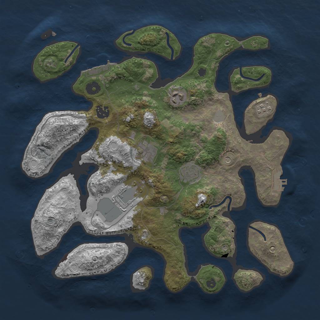 Rust Map: Procedural Map, Size: 3500, Seed: 1623101, 14 Monuments