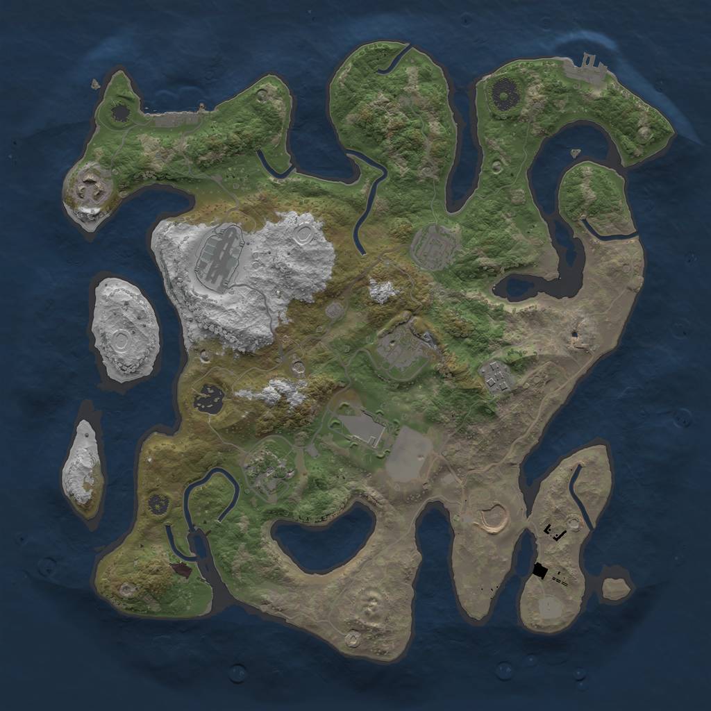 Rust Map: Procedural Map, Size: 3600, Seed: 96, 17 Monuments
