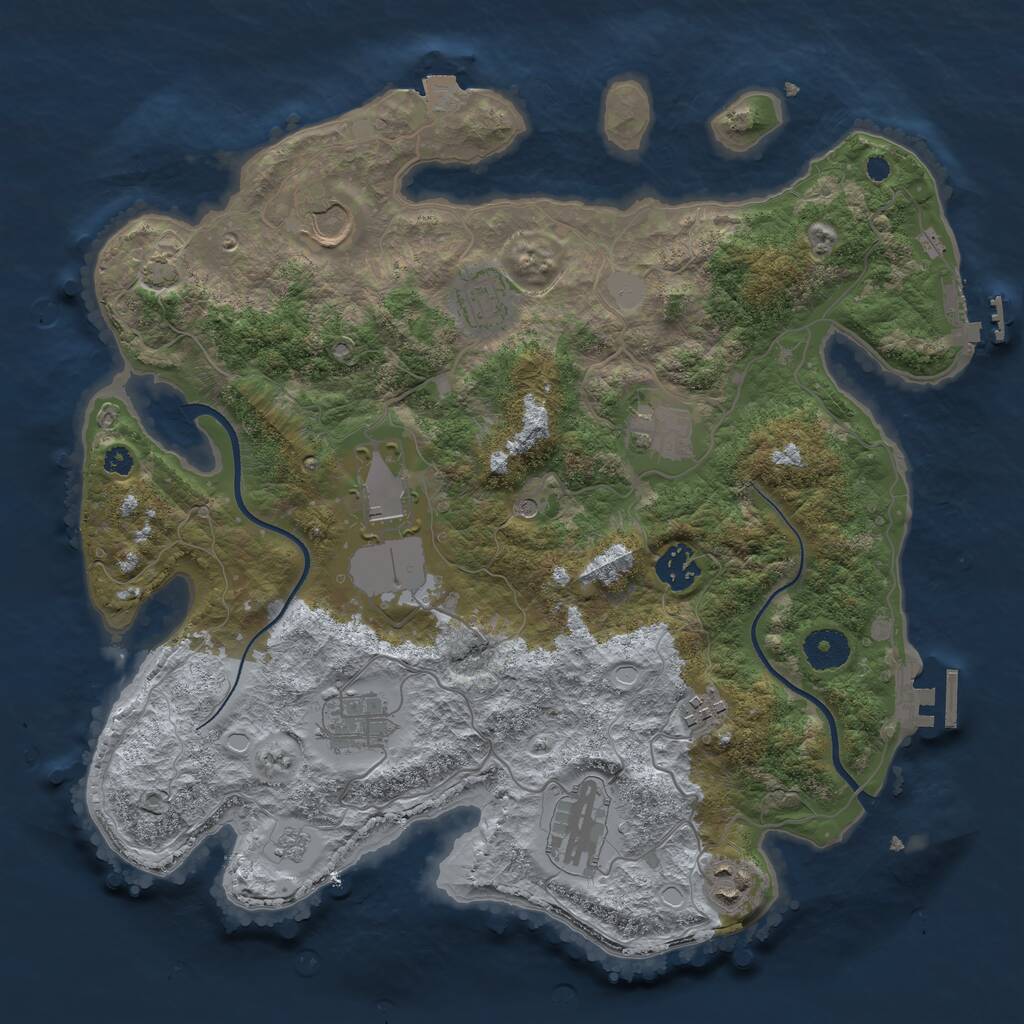Rust Map: Procedural Map, Size: 3550, Seed: 887960, 15 Monuments