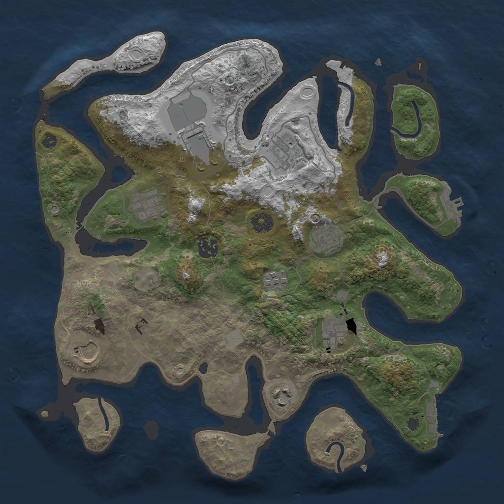 Rust Map: Procedural Map, Size: 3550, Seed: 25927, 16 Monuments