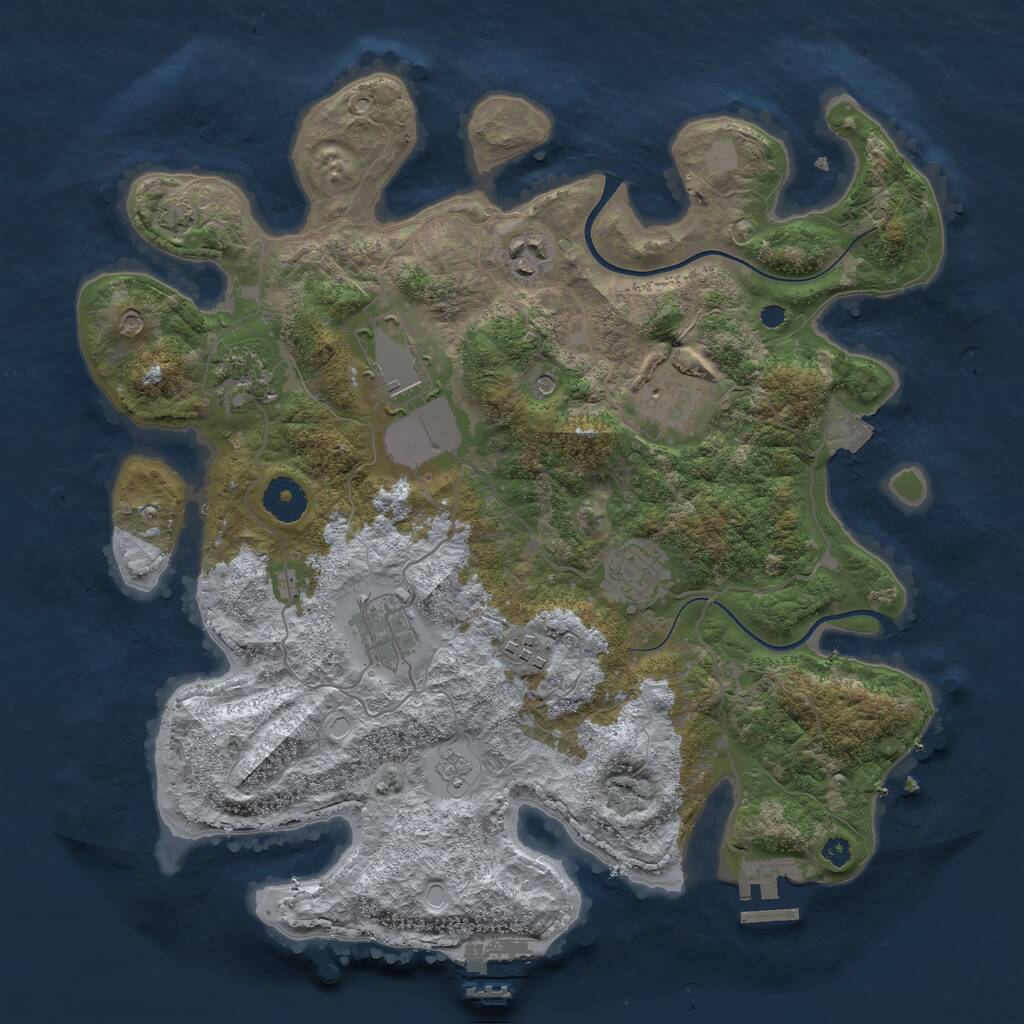 Rust Map: Procedural Map, Size: 3550, Seed: 919227, 13 Monuments