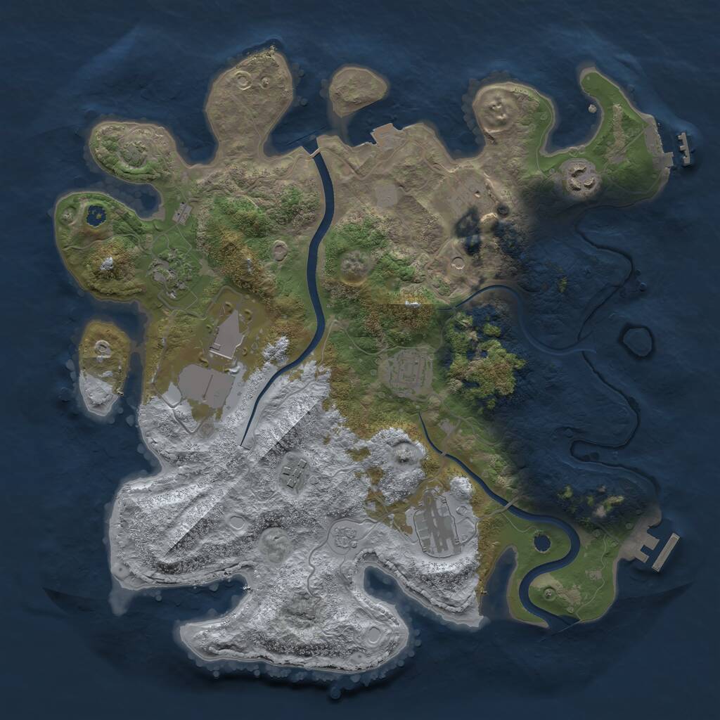 Rust Map: Procedural Map, Size: 3550, Seed: 919227, 13 Monuments