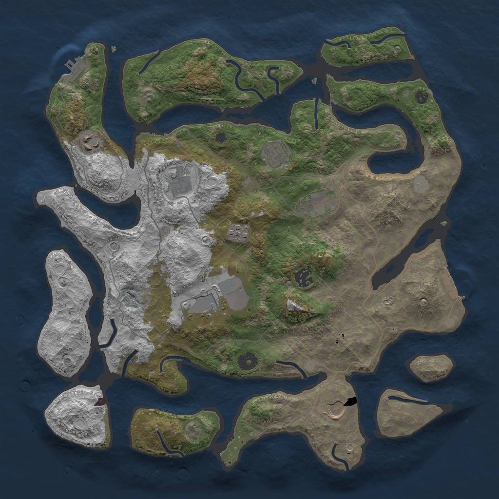 Rust Map: Procedural Map, Size: 4000, Seed: 379208, 16 Monuments