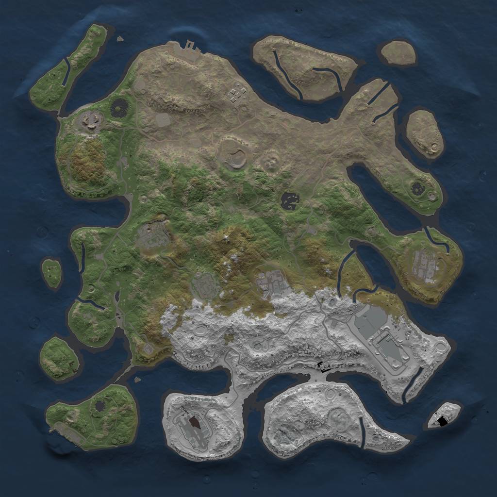 Rust Map: Procedural Map, Size: 4000, Seed: 626324, 18 Monuments