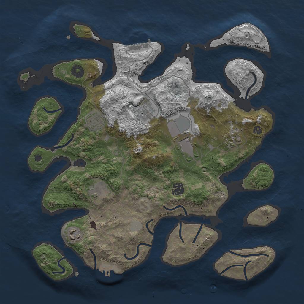 Rust Map: Procedural Map, Size: 3550, Seed: 388709, 14 Monuments