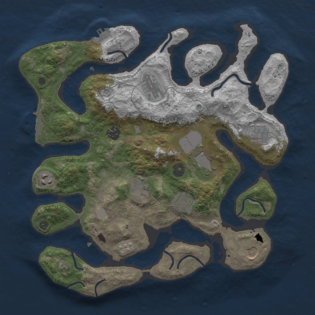 Rust Map: Procedural Map, Size: 3550, Seed: 663616, 17 Monuments