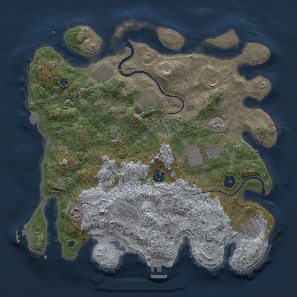 Rust Map: Procedural Map, Size: 3750, Seed: 542221596, 14 Monuments