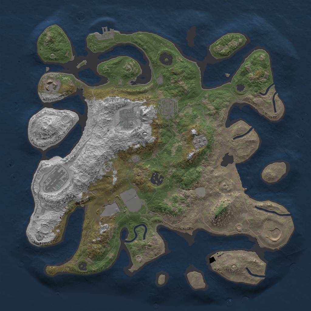 Rust Map: Procedural Map, Size: 3550, Seed: 143555, 16 Monuments
