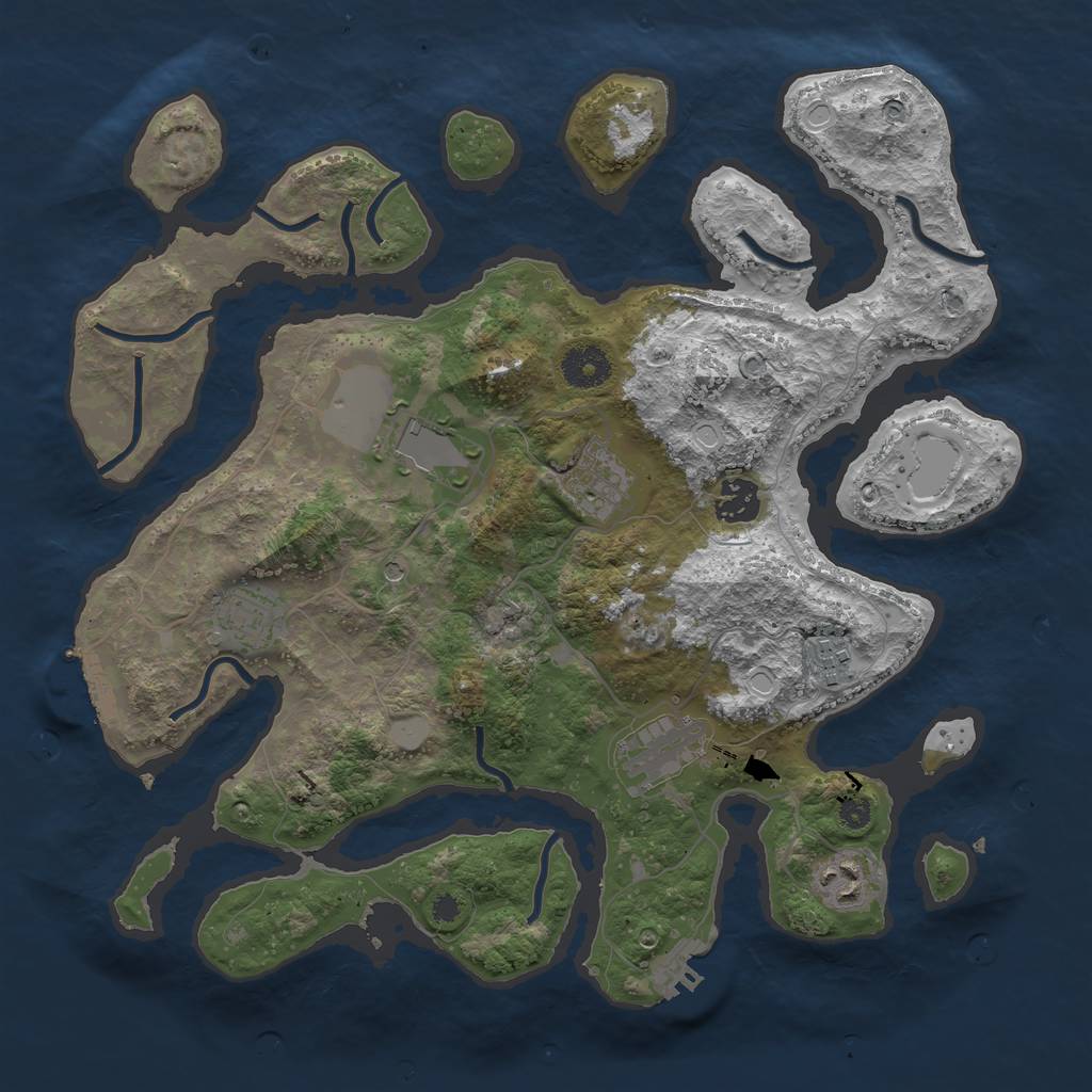 Rust Map: Procedural Map, Size: 3550, Seed: 945328, 15 Monuments