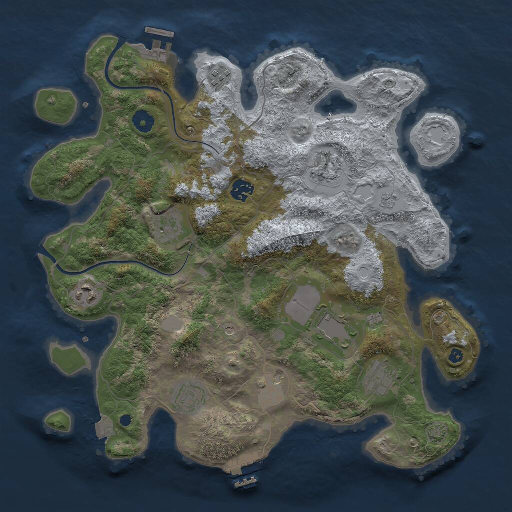 Rust Map: Procedural Map, Size: 3550, Seed: 667426, 15 Monuments