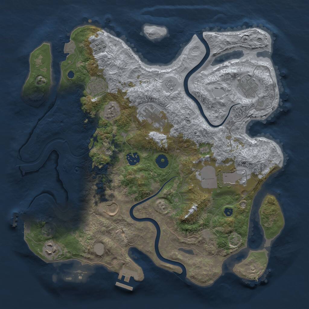 Rust Map: Procedural Map, Size: 3550, Seed: 983541, 14 Monuments