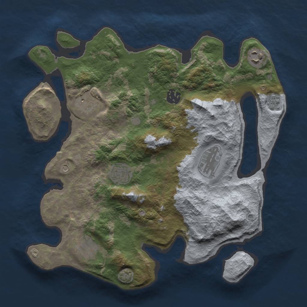 Rust Map: Barren, Size: 3200, Seed: 248858530, 11 Monuments