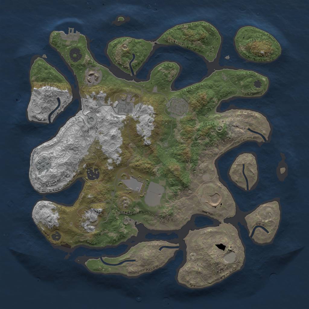 Rust Map: Procedural Map, Size: 3500, Seed: 1905488899, 15 Monuments