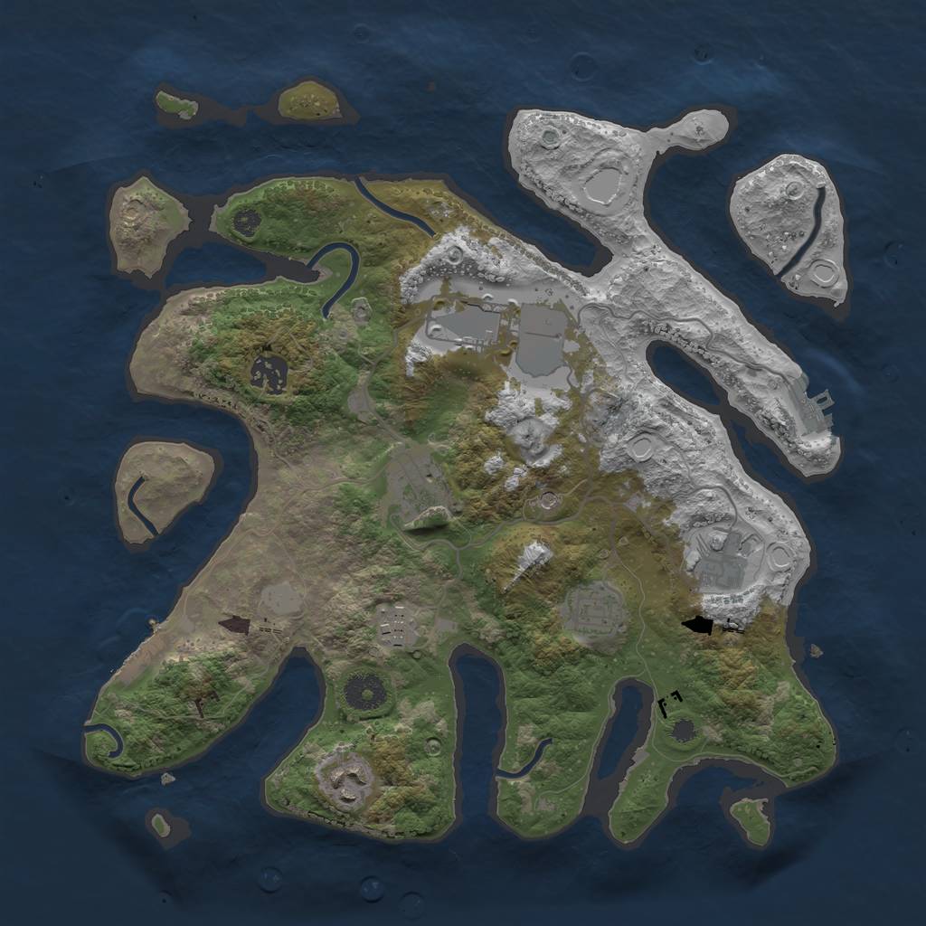 Rust Map: Procedural Map, Size: 3500, Seed: 594332780, 15 Monuments
