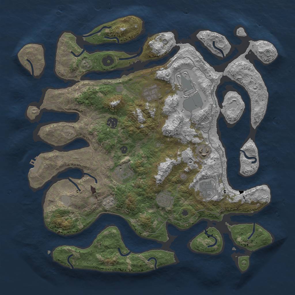 Rust Map: Procedural Map, Size: 4000, Seed: 732154, 14 Monuments