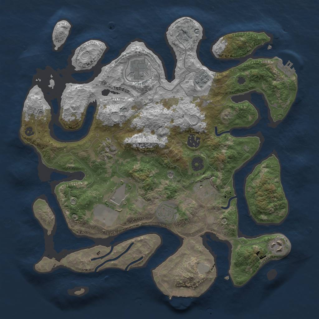 Rust Map: Procedural Map, Size: 3550, Seed: 489535, 16 Monuments