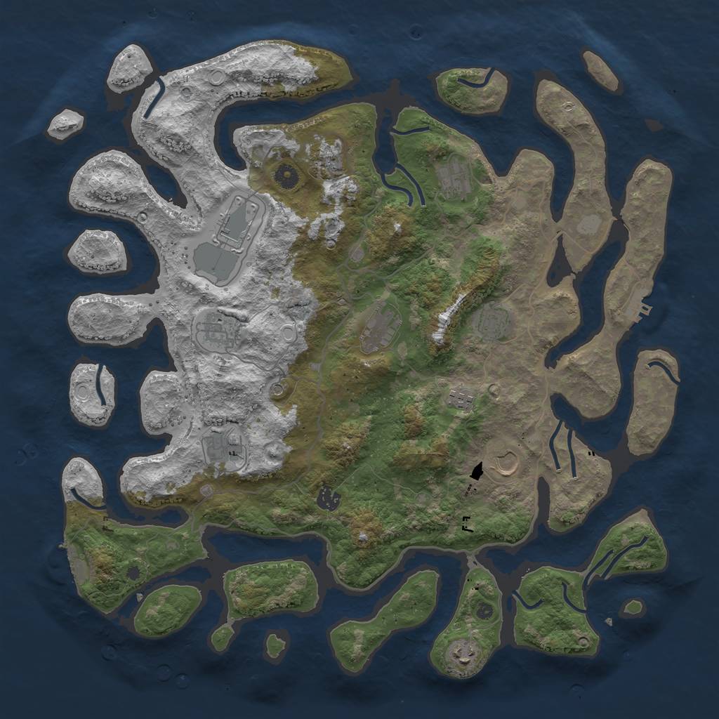 Rust Map: Procedural Map, Size: 4500, Seed: 688709, 19 Monuments