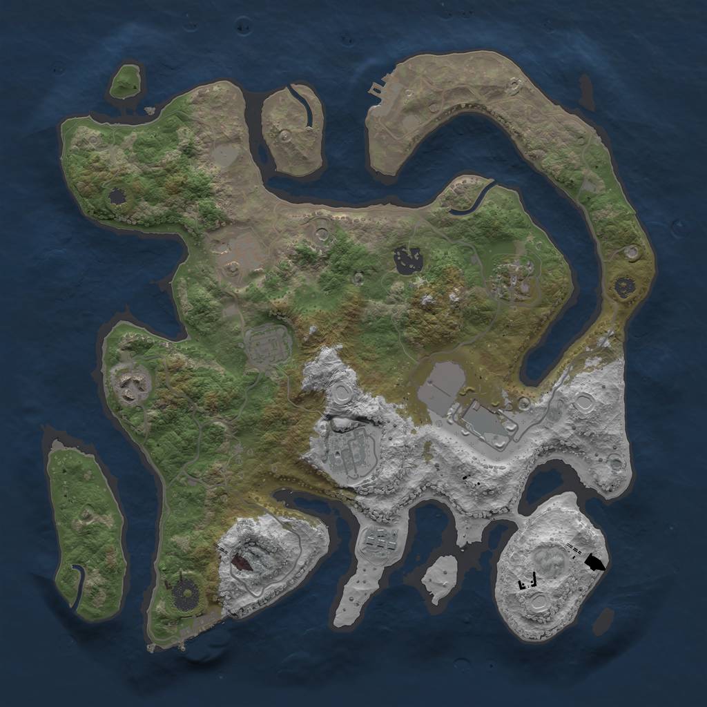 Rust Map: Procedural Map, Size: 3550, Seed: 312173, 16 Monuments