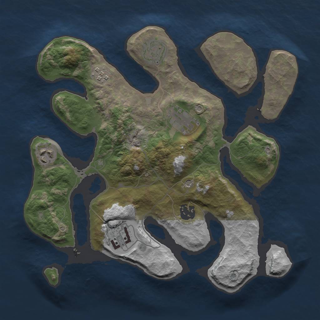 Rust Map: Barren, Size: 3000, Seed: 1616624460, 9 Monuments